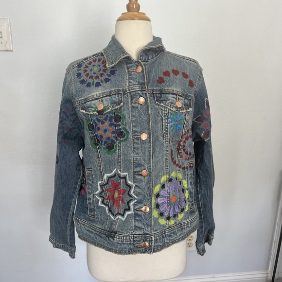Universal Thread Retro Hand-Painted Denim Jeans Jacket Size S - Picture 1 of 11